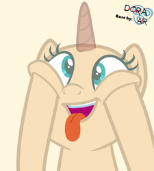 Size: 3000x3326 | Tagged: safe, artist:doraair, imported from derpibooru, oc, oc only, pony, unicorn, base, bust, cheek squish, horn, solo, squishy cheeks, tongue out, unicorn oc