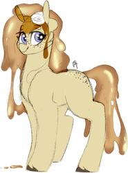 Size: 368x497 | Tagged: safe, artist:liefsong, imported from derpibooru, oc, oc:pancake, food pony, original species, pony, food, pancakes, ponified, syrup