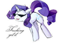Size: 3800x2800 | Tagged: safe, artist:nekosnicker, imported from derpibooru, rarity, pony, unicorn, dialogue, eyes closed, female, high res, mare, open mouth, simple background, solo, vulgar, white background