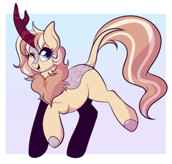 Size: 800x760 | Tagged: safe, artist:lulubell, imported from derpibooru, oc, oc only, oc:lulubell, kirin, chest fluff, freckles, kirin oc, kirin-ified, one eye closed, race swap, solo, species swap