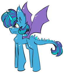 Size: 586x670 | Tagged: safe, artist:hunterthewastelander, imported from derpibooru, oc, oc only, dracony, dragon, hybrid, pony, interspecies offspring, offspring, parent:rarity, parent:spike, parents:sparity, simple background, solo, white background