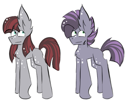 Size: 591x474 | Tagged: safe, artist:hunterthewastelander, imported from derpibooru, oc, oc only, earth pony, pony, duo, earth pony oc, female, male, mare, offspring, parent:maud pie, parent:mud briar, parents:maudbriar, siblings, simple background, stallion, white background