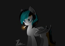 Size: 1058x755 | Tagged: safe, artist:liuhyhung123, imported from derpibooru, oc, oc only, bat pony, pony, bat wings, cigarette, solo, wings