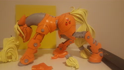 Size: 5312x2988 | Tagged: safe, artist:simplesample, artist:v747, imported from derpibooru, applejack, earth pony, pony, robot, robot pony, 3d, 3d print, 3d printed, applebot, eyes closed, female, mare, photo, solo, wip