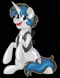 Size: 1280x1671 | Tagged: safe, artist:missbramblemele, artist:missmele-madness, imported from derpibooru, oc, oc:eon, pony, unicorn, black background, deviantart watermark, male, obtrusive watermark, simple background, solo, stallion, watermark