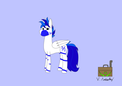 Size: 708x500 | Tagged: safe, artist:vol_audacity, imported from derpibooru, oc, oc:fifty percent, hybrid, pony, zebra, zebroid, zony, simple background, solo