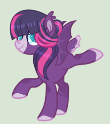 Size: 1004x1132 | Tagged: safe, artist:rose-moonlightowo, imported from derpibooru, oc, oc:acid rain, bat pony, pony, base used, female, magical lesbian spawn, mare, offspring, parent:fluttershy, parent:twilight sparkle, parents:twishy, simple background, solo