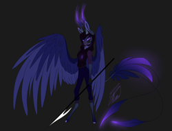 Size: 3060x2336 | Tagged: safe, artist:crystalcontemplator, imported from derpibooru, oc, anthro, demon, demon pony, hazbin hotel, hazbin hotel oc, horns, non-mlp oc, solo, wings