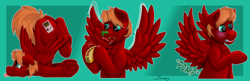 Size: 1280x417 | Tagged: safe, artist:saxpony, imported from derpibooru, oc, oc:score chaser, pegasus, pony, drool, food, male, pomf, spread wings, stallion, taco, telegram (software), telegram sticker, wingboner, wings