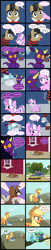 Size: 2500x12308 | Tagged: safe, artist:magerblutooth, imported from derpibooru, applejack, diamond tiara, filthy rich, silver spoon, winona, oc, oc:aunt spoiled, oc:dazzle, oc:handy dandy, oc:il, oc:imperius, oc:peal, cat, dog, earth pony, imp, pony, comic:diamond and dazzle, apple, apple tree, clothes, comic, food, sweet apple acres, tree, watering can