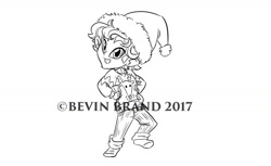 Size: 1280x785 | Tagged: safe, artist:bevin brand, imported from derpibooru, timber spruce, equestria girls, christmas, clothes, cute, hat, holiday, obtrusive watermark, official fan art, santa hat, socks, solo, timberbetes, watermark