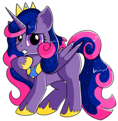 Size: 1280x1312 | Tagged: safe, artist:rainbowtashie, imported from derpibooru, princess cadance, princess celestia, princess luna, twilight sparkle, oc, oc:queen galaxia, oc:queen galaxia (bigonionbean), alicorn, pony, alicorn oc, alicorn princess, commissioner:bigonionbean, cute, female, flank, fusion, fusion:princess cadance, fusion:princess celestia, fusion:princess luna, fusion:queen galaxia, fusion:twilight sparkle, mare, simple background, solo, thinking, transparent background, twilight sparkle (alicorn), unshorn fetlocks