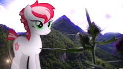 Size: 1024x576 | Tagged: safe, artist:bastbrushie, artist:vbastv, imported from derpibooru, oc, oc only, oc:olga ulfstig, earth pony, pony, earth pony oc, irl, legends of equestria, moutain, photo, plant, ponies in real life, solo