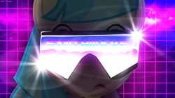 Size: 1024x576 | Tagged: safe, artist:bastbrushie, artist:vbastv, imported from derpibooru, coco pommel, earth pony, pony, 80s, glasses, outrun, synthwave