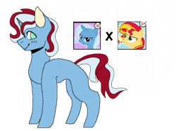 Size: 400x299 | Tagged: safe, artist:kenauthewolfpup, imported from derpibooru, sunset shimmer, trixie, oc, pony, female, lesbian, magical lesbian spawn, offspring, parent:sunset shimmer, parent:trixie, parents:suntrix, shipping, suntrix