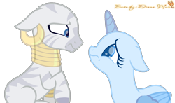 Size: 2100x1232 | Tagged: safe, artist:dianamur, imported from derpibooru, zecora, oc, oc only, alicorn, pony, alicorn oc, base, duo, ear piercing, earring, female, horn, jewelry, neck rings, piercing, raised hoof, simple background, solo, transparent background