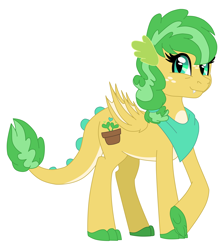 Size: 8956x10000 | Tagged: safe, artist:faitheverlasting, imported from derpibooru, oc, oc only, oc:bona fide, dracony, hybrid, absurd resolution, bandana, female, interspecies offspring, offspring, parent:applejack, parent:spike, parents:applespike, simple background, solo, white background