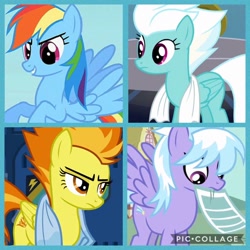 Size: 894x894 | Tagged: safe, artist:shawna1998, imported from derpibooru, screencap, cloudchaser, fleetfoot, rainbow dash, spitfire, pony, collage