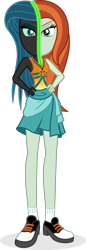 Size: 661x1917 | Tagged: safe, artist:punzil504, imported from derpibooru, crackle cosette, queen chrysalis, human, equestria girls, clothes, clothes swap, disguise, disguised changeling, dress, equestria girls-ified, female, simple background, solo, swimsuit swap, transparent background, vector