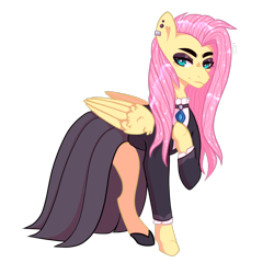 Size: 2000x2000 | Tagged: safe, artist:kodaspacedog, imported from derpibooru, fluttershy, pony, fake it 'til you make it, female, fluttergoth, hoof on chest, simple background, solo, transparent background