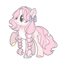 Size: 2549x2593 | Tagged: safe, artist:chococolte, artist:lazuli, artist:mint-light, imported from derpibooru, oc, oc only, earth pony, pony, base used, bow, braid, female, hair bow, mare, one hoof raised, raised hoof, simple background, solo, transparent background