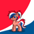 Size: 700x700 | Tagged: safe, artist:band sickle, artist:bandwidth, imported from derpibooru, oc, oc only, oc:pep step, drink pony, earth pony, original species, pony, pony town, abstract background, cute, drink, female, freckles, mare, original character do not steal, pepsi, pepsi mare, ponified, ponytail, simple background, soda, striped mane