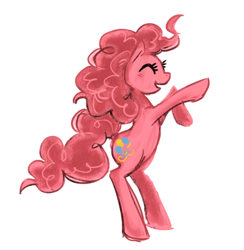 Size: 550x563 | Tagged: safe, artist:snelahestar, imported from derpibooru, pinkie pie, earth pony, pony, cute, diapinkes, eyes closed, female, mare, open mouth, rearing, simple background, solo, white background