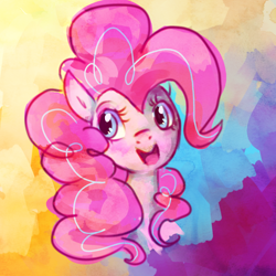 Size: 1008x1008 | Tagged: safe, artist:malloweater, imported from derpibooru, pinkie pie, pony, bust, cute, diapinkes, female, mare, open mouth, portrait, solo