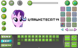 Size: 1680x1050 | Tagged: safe, imported from derpibooru, starlight glimmer, alicorn, pony, buttons, face, female, game, game screencap, geometry dash, level, level editor, mare, smiling, video game