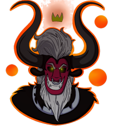 Size: 756x834 | Tagged: safe, artist:teanorthlight, imported from derpibooru, lord tirek, centaur, beard, crown, evil grin, facial hair, glow, glowing, glowing eyes, grin, head shot, horns, jewelry, looking at you, magic, mohawk, nose piercing, nose ring, nudity, piercing, regalia, septum piercing, simple background, smiling, transparent background