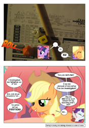 Size: 868x1239 | Tagged: safe, artist:dziadek1990, edit, edited screencap, imported from derpibooru, screencap, applejack, rarity, twilight sparkle, comic:sunny day, look before you sleep, comic, conversation, dialogue, dungeons and dragons, golden oaks library, library, narration, paper, pen and paper rpg, photo, rpg, screencap comic, slice of life, tabletop game, text