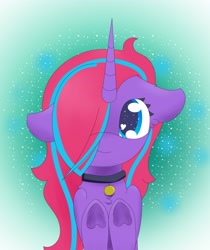 Size: 2893x3452 | Tagged: safe, artist:backgroundpony#f352, imported from derpibooru, oc, oc only, pony, unicorn, collar, cute, hair over one eye, heart eyes, hooves, looking at you, pet, pet tag, underhoof, wingding eyes
