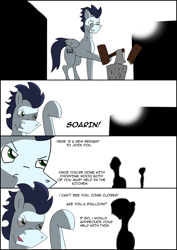 Size: 2480x3508 | Tagged: safe, artist:greeneyedmistress, imported from derpibooru, soarin', pegasus, pony, comic:prelude to creation, male, stallion, unknown pony