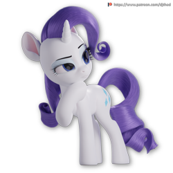 Size: 1500x1500 | Tagged: safe, artist:therealdjthed, imported from derpibooru, rarity, pony, unicorn, 3d, 3d model, blender, blender cycles, cycles, cycles render, female, mare, model:djthed, patreon, patreon logo, simple background, solo, thinking, transparent background