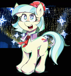 Size: 1600x1722 | Tagged: safe, artist:tyuubatu, imported from derpibooru, coco pommel, pony, female, looking at each other, open mouth, solo, stars