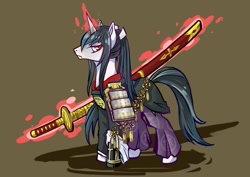 Size: 800x566 | Tagged: safe, artist:littledarkdragon, imported from derpibooru, pony, unicorn, ponified, sword, taroutachi, touken ranbu, weapon