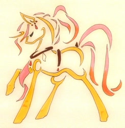 Size: 1024x1047 | Tagged: safe, artist:oneiria-fylakas, imported from derpibooru, oc, oc only, oc:katana bloom, pony, unicorn, minimalist, modern art, solo, traditional art