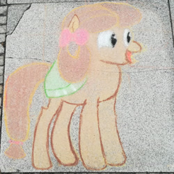 Size: 2509x2509 | Tagged: safe, artist:themisto97, imported from derpibooru, yona, pony, she's all yak, chalk, chalk drawing, female, galacon, galacon 2019, germany, ponified, pony yona, solo, species swap, street art, traditional art