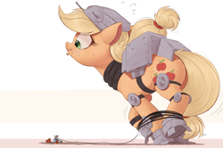 Size: 2000x1330 | Tagged: safe, artist:ncmares, imported from derpibooru, applejack, rainbow dash, earth pony, pegasus, pony, armor, at-at, bag, candy, clothes, costume, crossover, cute, dashabetes, didn't think this through, eyes closed, female, food, frown, giant pony, gritted teeth, halloween, halloween costume, helmet, jackabetes, looking back, macro, mare, mouth hold, ncmares is trying to murder us, nightmare night, nose wrinkle, oh crap, open mouth, parody, pumpkin, raised leg, redux, simple background, smiling, snowspeeder, star wars, star wars: the empire strikes back, the empire strikes back, this will end in death, this will end in pain, this will end in tears, this will end in tears and/or death, tied up, white background, wide eyes