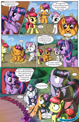 Size: 2030x3130 | Tagged: safe, artist:sirzi, imported from derpibooru, apple bloom, scootaloo, sweetie belle, twilight sparkle, alicorn, earth pony, pegasus, pony, unicorn, comic:talisman for a pony, comic, cutie mark crusaders, fail, falling, pain, scootaloo can fly, talisman, twilight sparkle (alicorn)