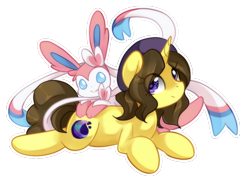 Size: 652x470 | Tagged: safe, artist:loyaldis, imported from derpibooru, oc, oc:astral flare, pony, sylveon, unicorn, adorable face, beanie, blushing, cute, eeveelution, hat, pokémon