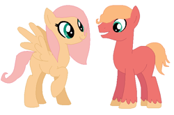 Size: 638x420 | Tagged: safe, artist:loxyskyes, imported from derpibooru, oc, pony, base used, brother and sister, female, male, offspring, parent:big macintosh, parent:fluttershy, parents:fluttermac, siblings