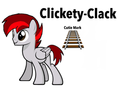 Size: 2048x1518 | Tagged: safe, imported from derpibooru, oc, oc:clickety-clack, cutie mark, simple background, train tracks, white background