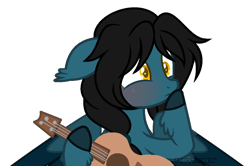 Size: 800x532 | Tagged: safe, artist:t-aroutachiikun, imported from derpibooru, oc, oc only, oc:mystic flare, pegasus, pony, acoustic guitar, base used, guitar, male, musical instrument, simple background, solo, stallion, transparent background