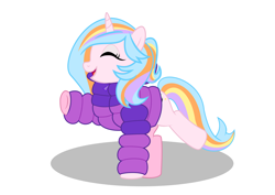 Size: 7016x4961 | Tagged: safe, artist:redfire-pony, imported from derpibooru, oc, oc only, oc:oofy colorful, pony, unicorn, clothes, coat, smiling, solo, vector, winter outfit