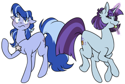 Size: 1200x808 | Tagged: safe, artist:egophiliac, imported from derpibooru, oc, oc only, oc:killi thaum, oc:topaz pirouette, earth pony, pony, unicorn, duo, female, mare, simple background, transparent background