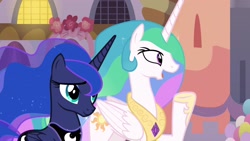 Size: 1920x1080 | Tagged: safe, imported from derpibooru, screencap, princess celestia, princess luna, alicorn, pony, the last problem, duo, duo female, female, mare
