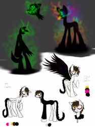 Size: 1200x1600 | Tagged: safe, artist:didun850, imported from derpibooru, oc, oc only, oc:carnals, oc:chase, alicorn, original species, shadow pony, alicorn oc, male, reference sheet, sombra eyes, stallion, tail, wings