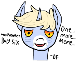 Size: 1262x1006 | Tagged: safe, artist:dazzlingflash, imported from derpibooru, oc, oc:nootaz, pony, unicorn, bloodshot eyes, gradient eyes, nootvember, nootvember 2019, text, tired