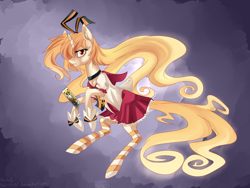 Size: 2048x1536 | Tagged: safe, artist:weird--fish, imported from derpibooru, pony, anime, clothes, day break illusion, genei wo kakeru taiyou, ponified, socks, striped socks, taiyou akari